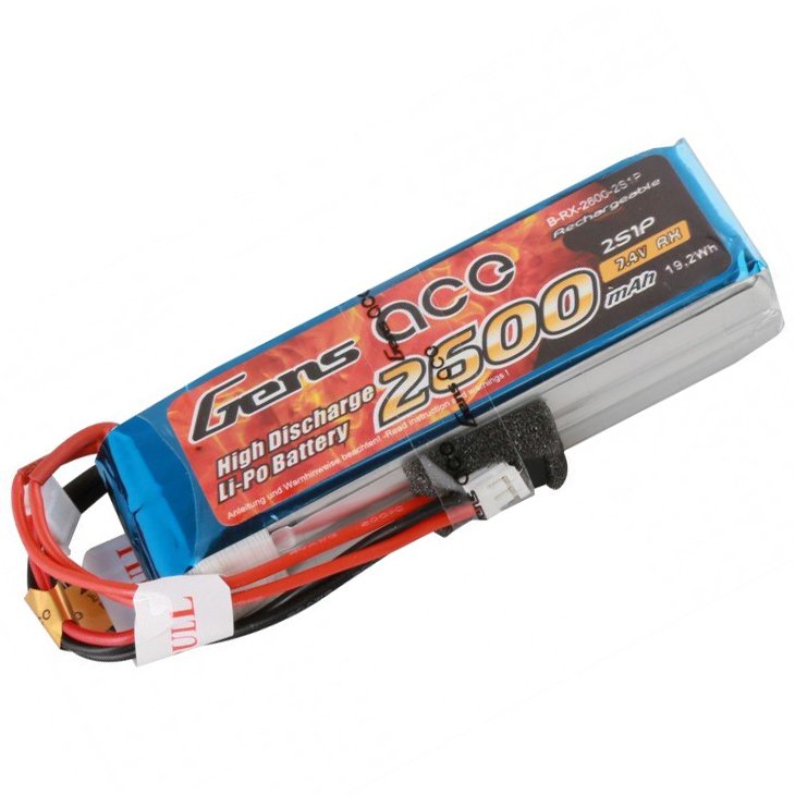 ����������� Gens Ace LiPO 7,4� 2600��� 2S 1� 92�29�16�� 97� Futaba (B-RX-2600-2S1P)