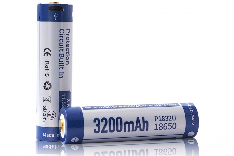 ���������� Li-Ion 18650 Keeppower 3200��� 8� MicroUSB (�� ��������) 2 ��