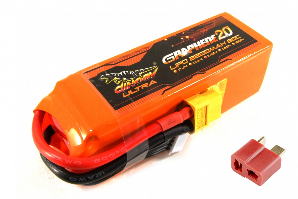 ���������� Dinogy LiPO 14,8� 2200��� 4S 80C 110�35�34�� 258� T-Plug (DLC-4S2200XTU-T)