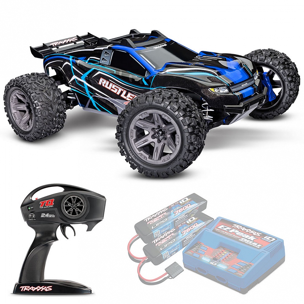 RUSTLER 4X4 Traxxas BL-2s 1:10 4WD RTR ������� �� ����� (67164-4-BLUE)