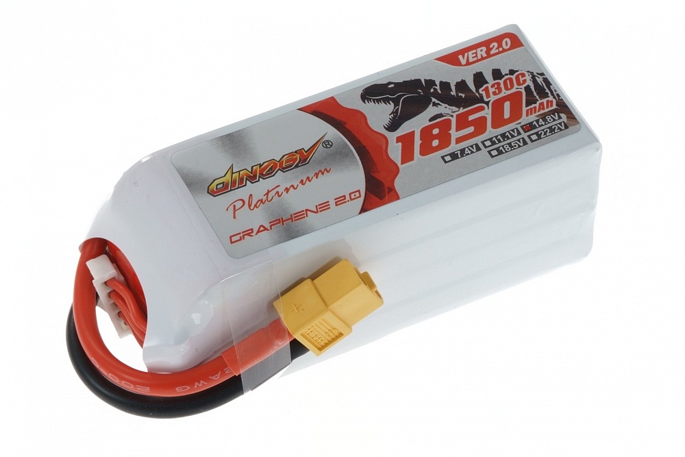 ����������� Dinogy LiPO PLATINUM G2.0 14,8� 1850��� 4S 130C 90,5�34�34,5�� 215� XT60 (DLC-4S1850XTPV2-XT)