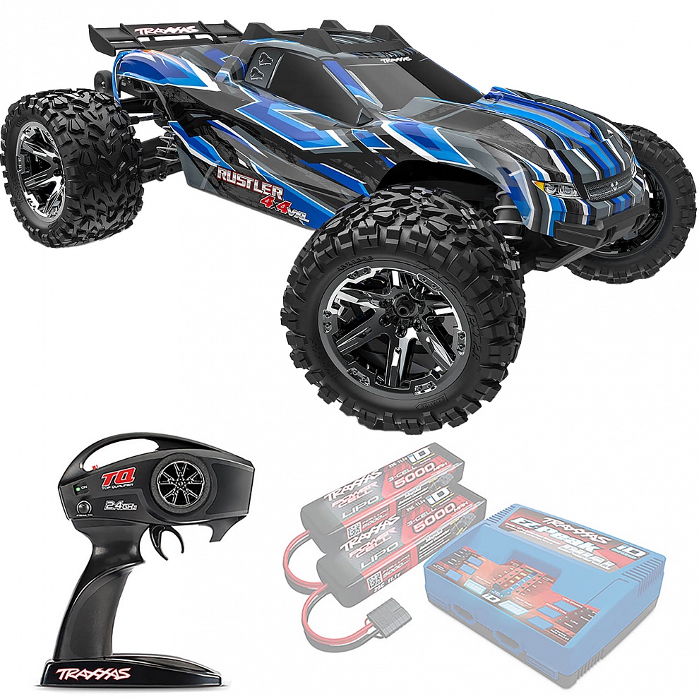 RUSTLER 4X4 Traxxas VXL TSM 1:10 4WD RTR ������� �� ����� (67376-4-BLUE)