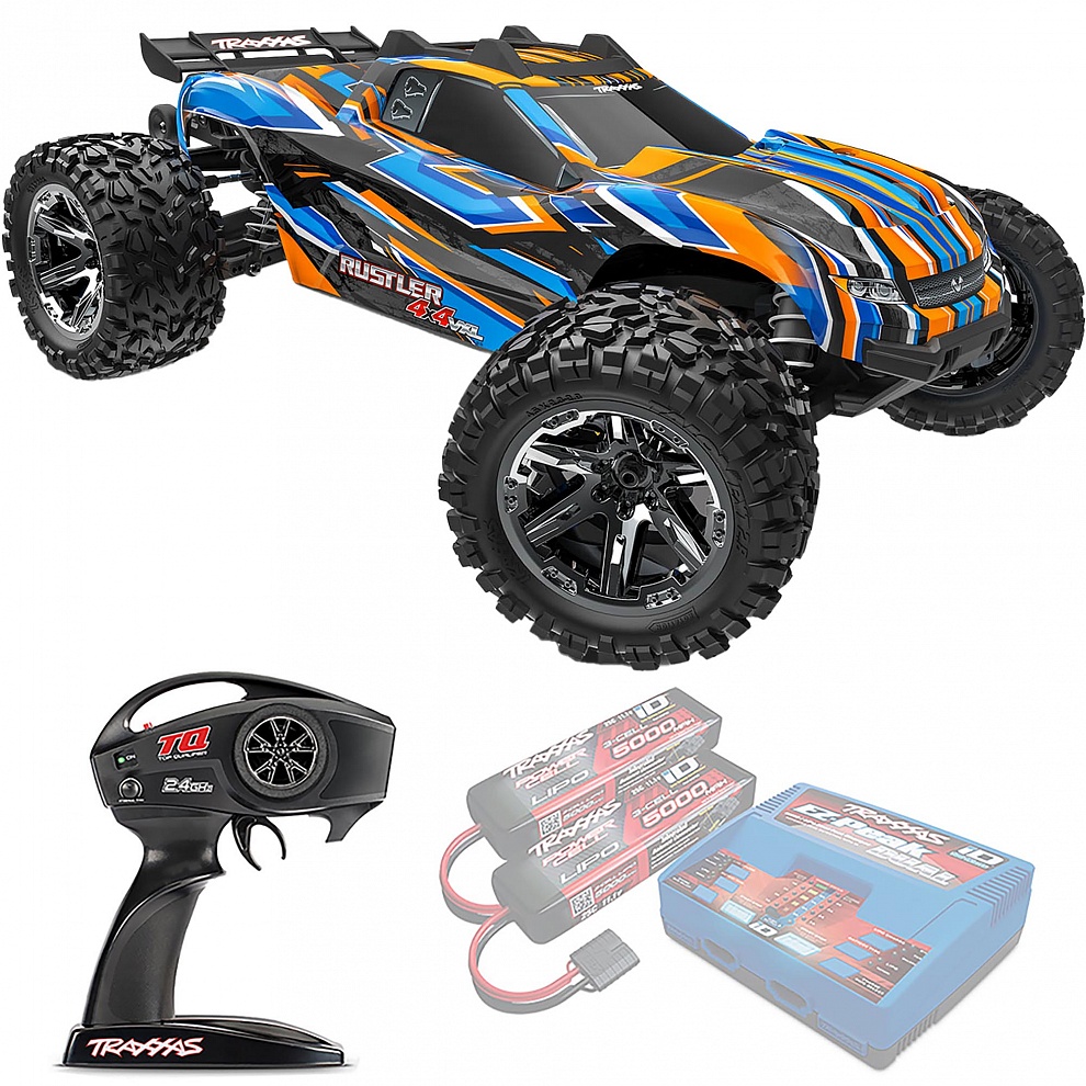 RUSTLER 4X4 Traxxas VXL TSM 1:10 4WD RTR ������� �� ����� (67376-4-ORNG)
